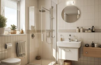 Entryway and bathroom