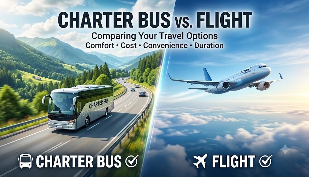 Charter Bus vs Flight: Key Differences, Costs, and Ideal Uses Explained