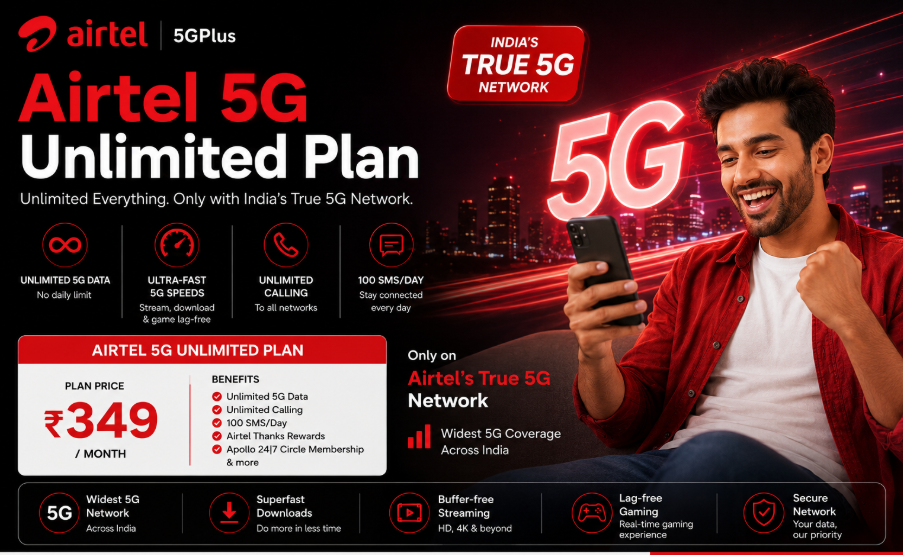 Airtel 5G unlimited plan promotion